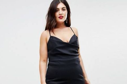 ASOS Curve Scuba Cami Pephem Midi Dress